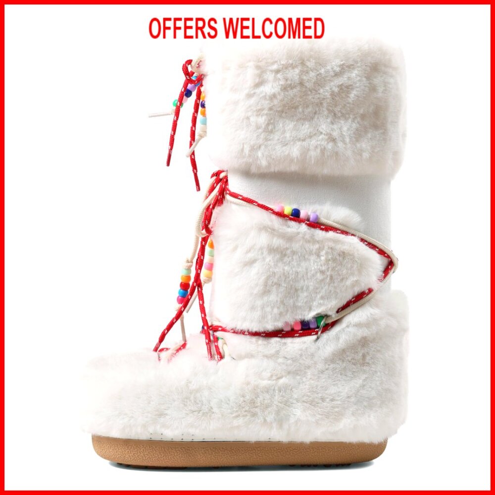 Faux Fur Knee High Winter Snow Boots Lace-Up Platform Y2k Trendy